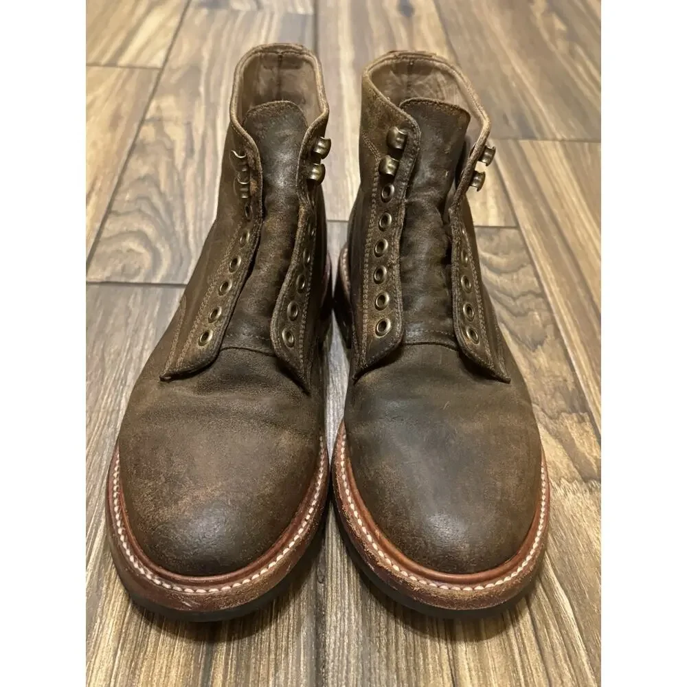 Taylor Stitch Trench Boots Men’s 8.5 Brown Roughout Leather Vibram Goodyear